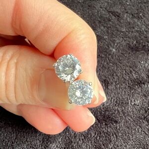 3 Carat CZ Sparkly Simulated Diamond Stud Earrings Sterling Silver